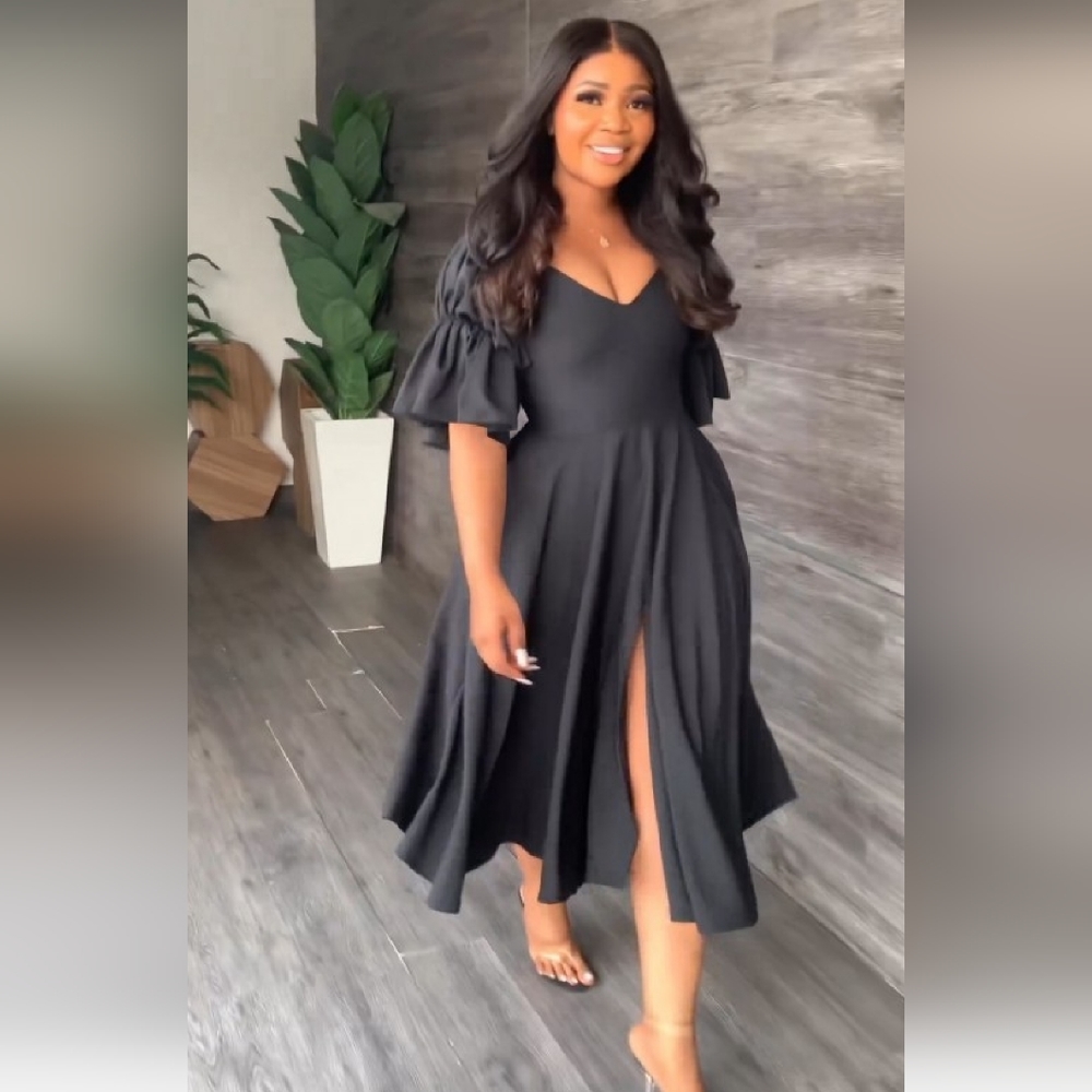 Cross My Path V-Neck Fit and Flatter Midi Dress